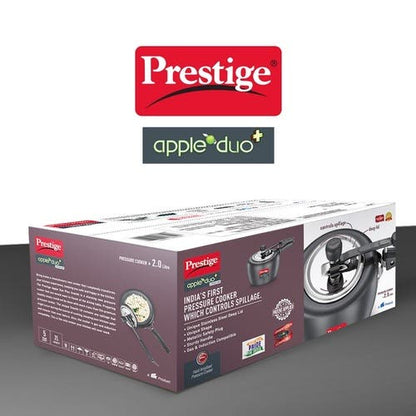 Prestige Apple Duo Plus Hard Anodised Spillage Control Pressure Cooker (Black)