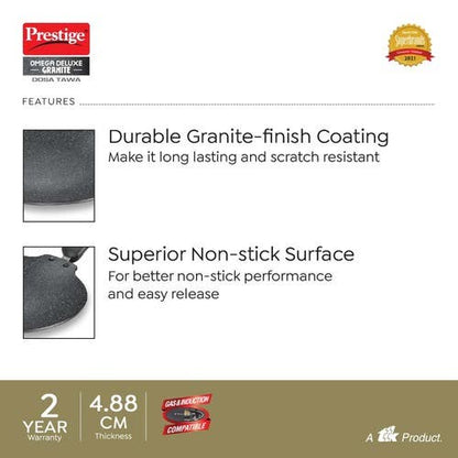 Prestige Omega Deluxe Granite-finish Coated Aluminium Non-Stick Dosa Tawa (36861)