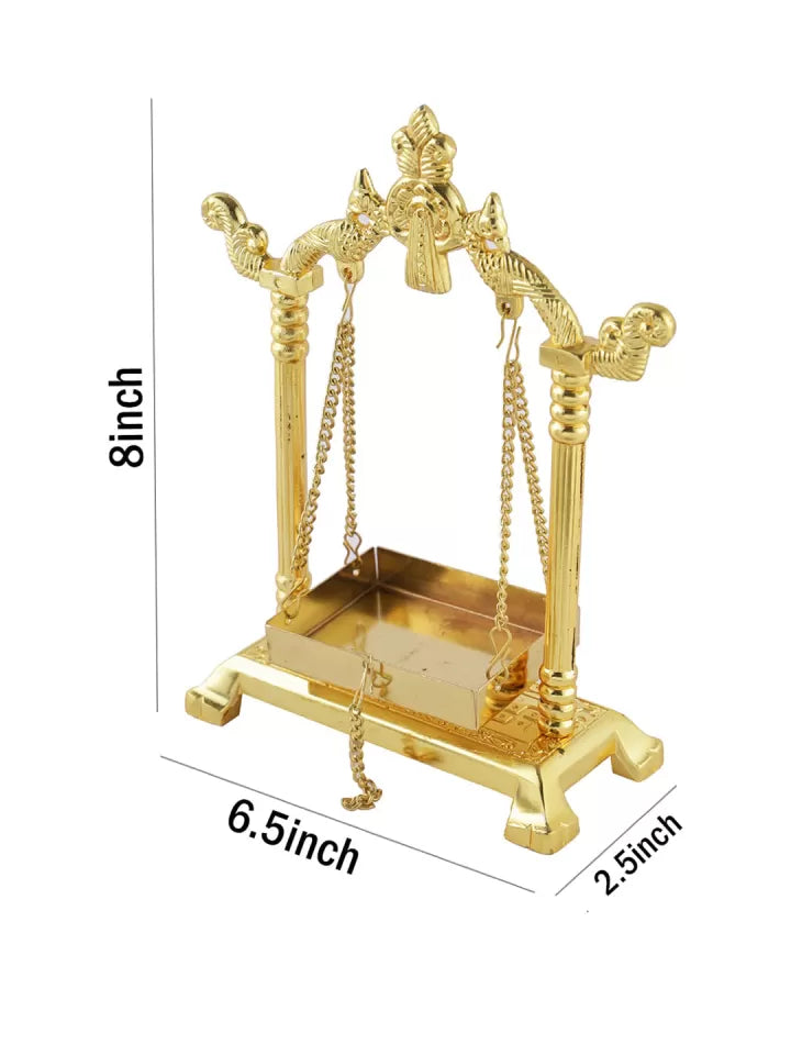 Gold-Toned Aluminium Laddu Gopal Lord Jhula