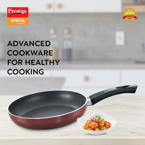 Prestige Omega Deluxe Aluminium Induction Base Non-Stick Fry Pan (Red) 36772