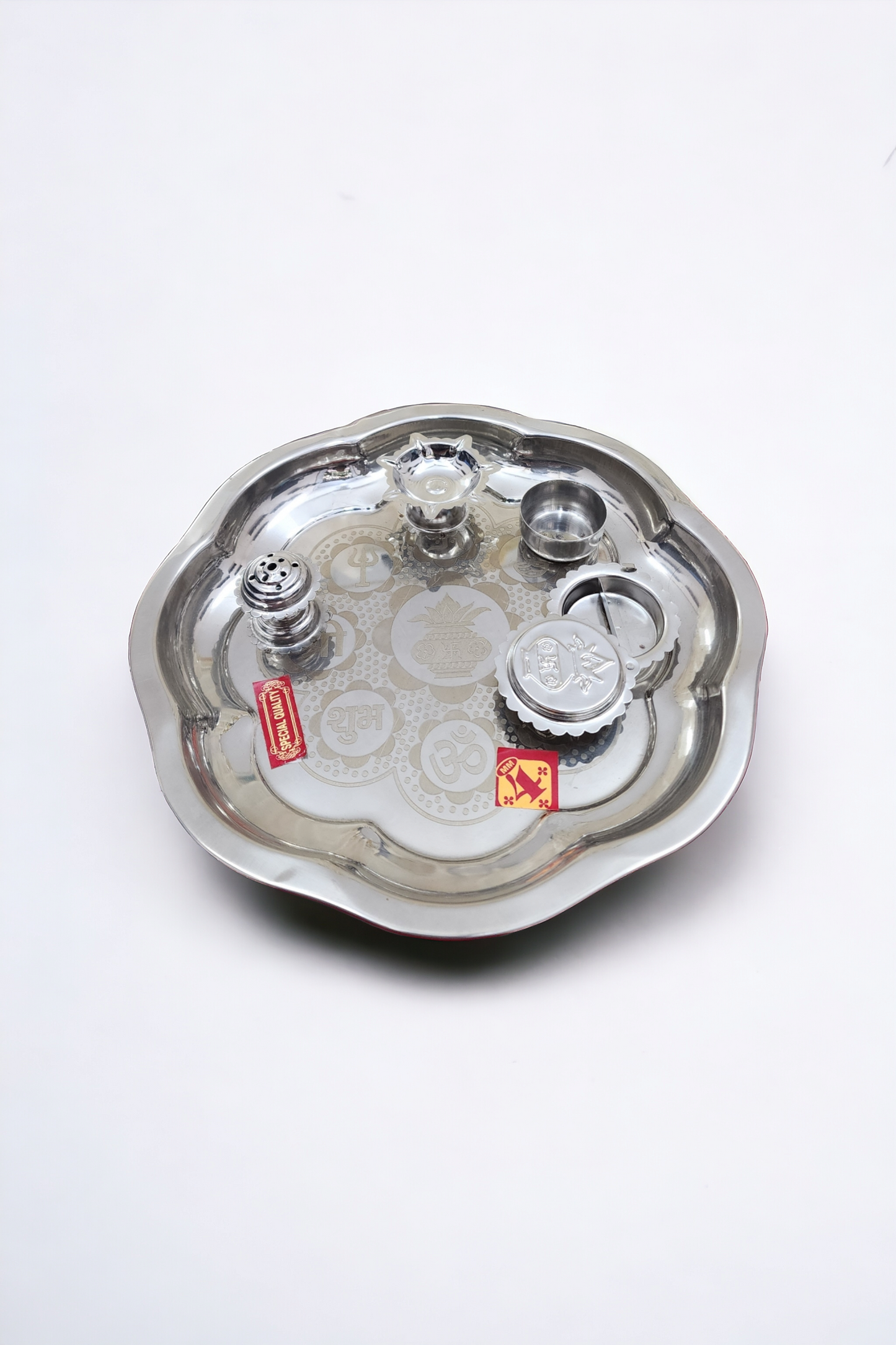 Dhevu Stainless Steel Pooja Thali for Navratri Pooja & Diwali, Home & Temple