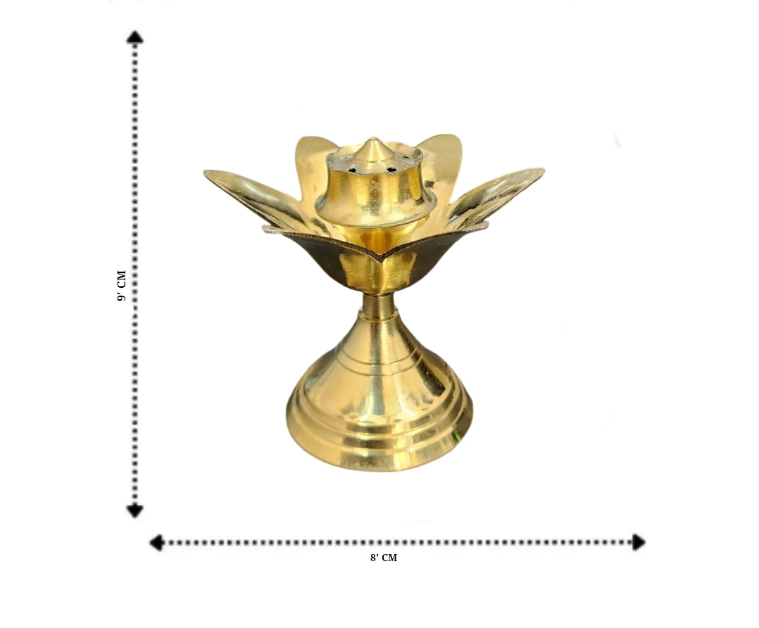 Dhevu Brass Kamal Diya with Incense Stick Holder