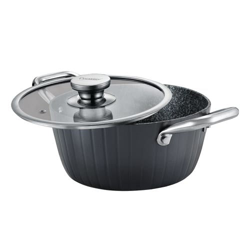 Prestige Durastone Hard Anodised 6 Layer Non-Stick Casserole with Glass Lid, 4L (37580)