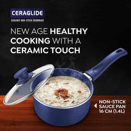 Prestige Ceraglide Ceramic Coating Non-Stick Aluminium Cookware Sauce Pan