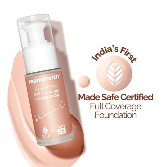 Mamaearth Hydra-Glow Full Coverage Foundation With Vitamin C & Turmeric - 30 ml | Ivory Glow