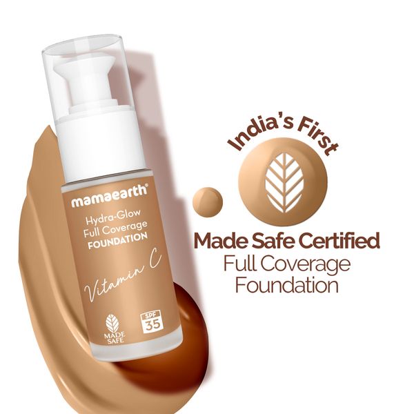 Mamaearth Hydra-Glow Full Coverage Foundation With Vitamin C & Turmeric - 30 ml | Nude Glow