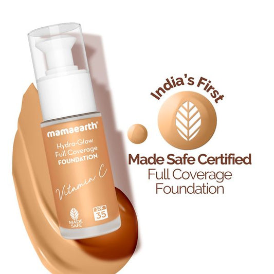 Mamaearth Hydra-Glow Full Coverage Foundation With Vitamin C & Turmeric - 30 ml | Sun Glow