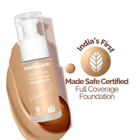 Mamaearth Hydra-Glow Full Coverage Foundation With Vitamin C & Turmeric - 30 ml | Beige Glow