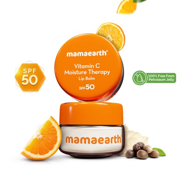 Mamaearth Vitamin C Moisture Therapy Lip Balm SPF 50 with Vitamin C & Honey for Lip Lightening - 15 g