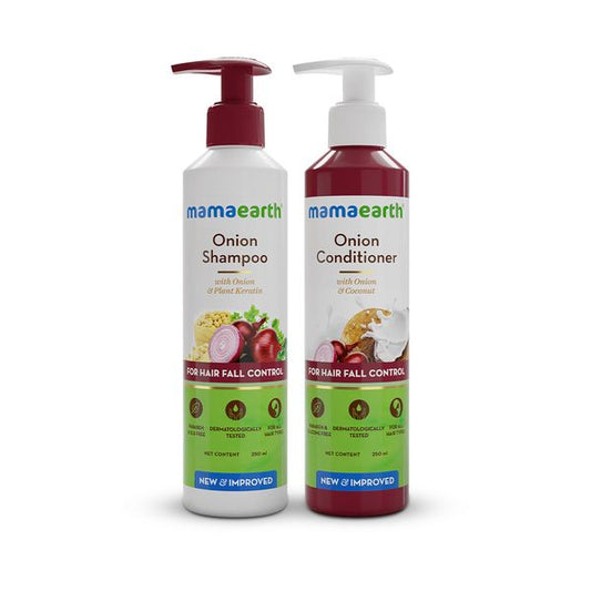 Mamaearth Hair Regrowth Combo : Onion Shampoo, 250ml and Onion Conditioner, 250ml