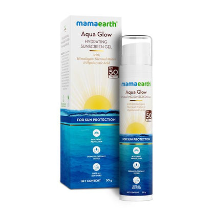 Mamaearth Aqua Glow Hydrating Sunscreen Gel with Himalayan Thermal Water and Hyaluronic Acid - 50 g