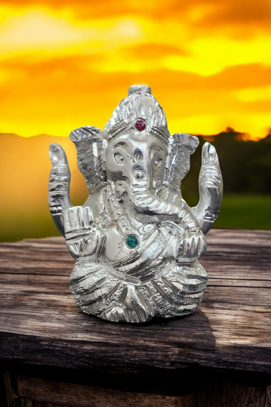 White Metal Shree Ganesh Murti