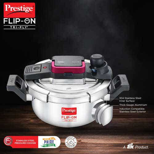 PRESTIGE FLIP-ON TRI-PLY STAINLESS STEEL PRESSURE COOKER 2 LITER (20710)