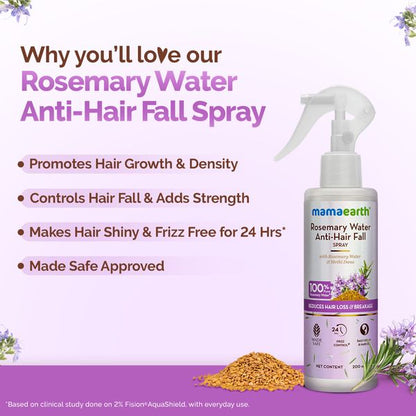 Mamaearth Rosemary Water Anti-Hair Fall Spray with 100% Pure Steam Distilled Rosemary Water & Methi Dana for Hair - 200 ml