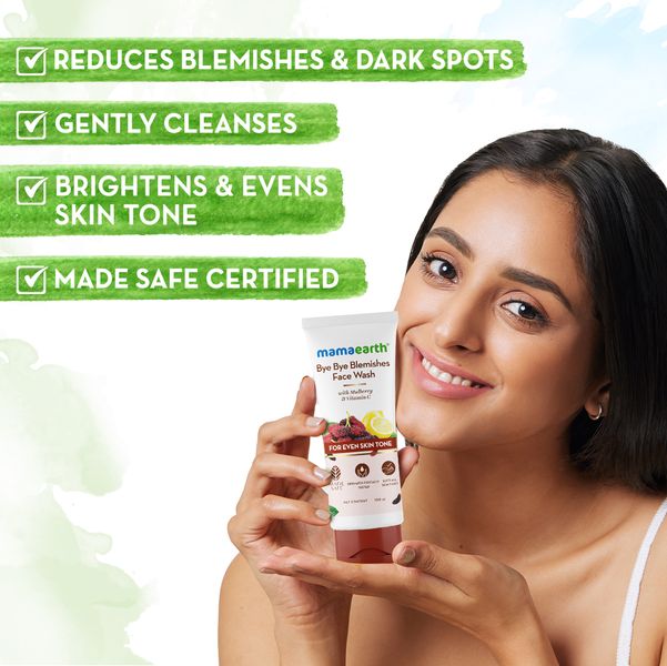 Mamaearth Bye Bye Blemishes Face Wash with Mulberry and Vitamin C for Even Skin Tone - 100 ml