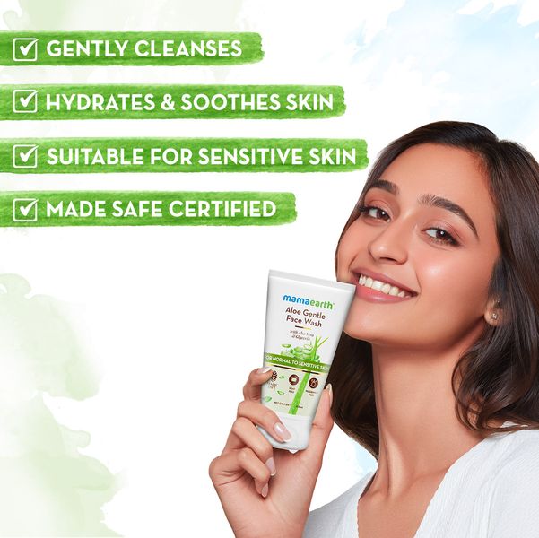 Mamaearth Aloe Gentle Face Wash with Aloe Vera & Glycerin for Normal to Sensitive Skin - 150 ml (Pack of 2)