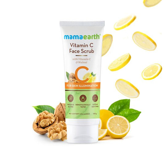 Mamaearth Vitamin C Face Scrub for Glowing Skin, With Vitamin C and Walnut For Skin Illumination - 100 g