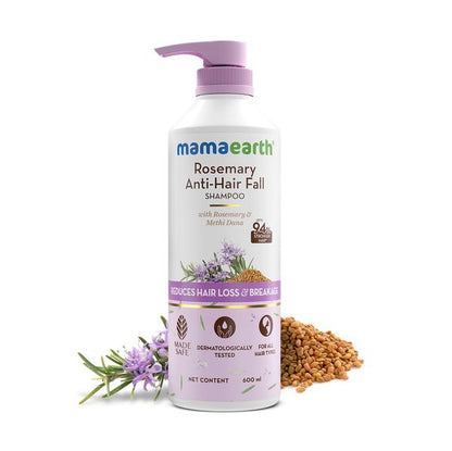 Mamaearth Rosemary Anti-Hair Fall Shampoo with Rosemary & Methi Dana for Reducing Hair Loss & Breakage - 600 ml