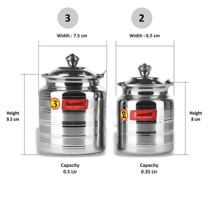 Sumeet Stainless Steel Oil and Ghee Pot Set - 350ML 500ML