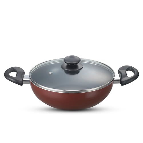 Prestige Omega Aluminium Non-Stick Essentials Kadai Dia with Glass Lid (36738