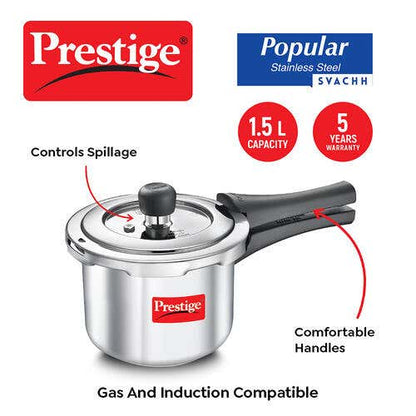 Prestige Svachh Popular Spillage Control Stainless Steel Pressure Cooker (20192)