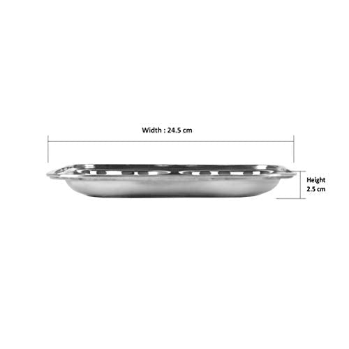 Sumeet Stainless Steel 3 in 1 Pav Bhaji Plate/Compartment Plate 24.5cm Dia - Set of 3pc