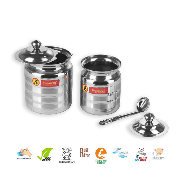 Sumeet Stainless Steel Oil and Ghee Pot Set - 350ML 500ML