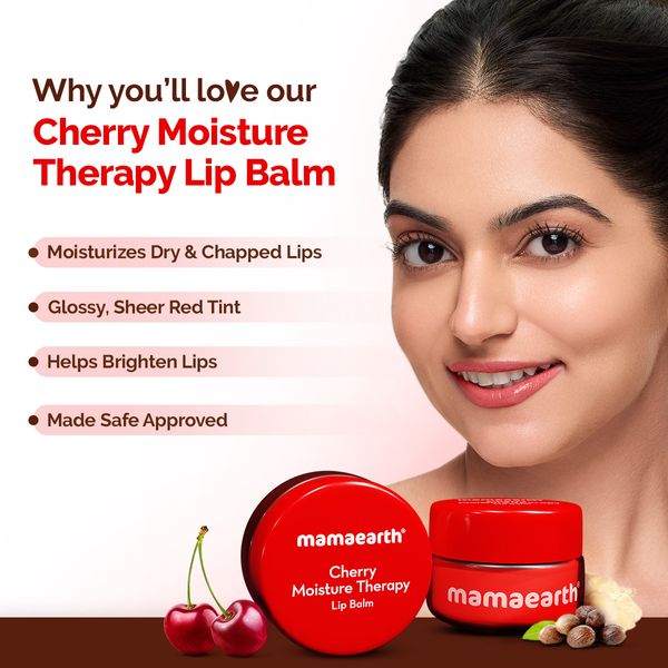 Mamaearth Cherry Moisture Therapy Lip Balm with Cherry & Vitamin E for Dry & Chapped Lips- 15 g