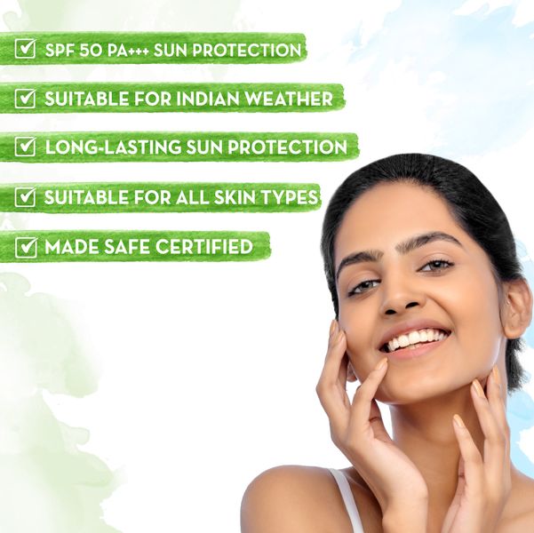 Mamaearth Ultra Light Indian Sunscreen with Carrot Seed, Turmeric, and SPF 50 PA+++ - 50 g