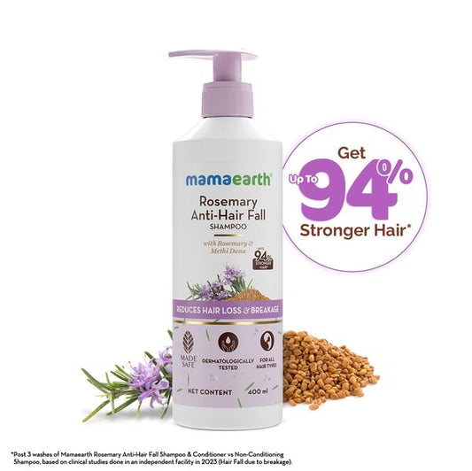 Mamaearth Rosemary Anti-Hair Fall Shampoo with Rosemary & Methi Dana for Reducing Hair Loss & Breakage - 400 ml