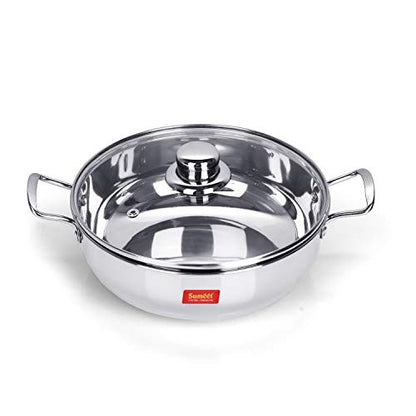 Sumeet Stainless Steel Kadhai With Glass Lid 1.9 LTR