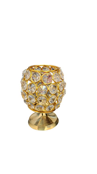 Dhevu Brass Crystal Diya