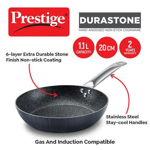 Prestige Durastone Hard Anodised 6 Layer Non-Stick Fry Pan, (Black)