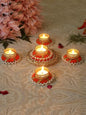 Dhevu Set of 5 Orange & Gold toned Tealight Candle Holder