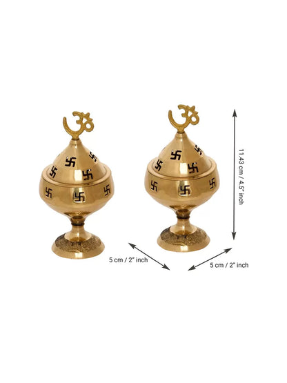 Dhevu brass Swastik Diya Set of 2