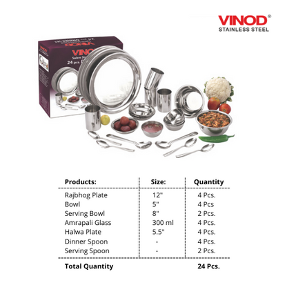 Vinod Stainless Steel 24 Pieces. Dinner Set