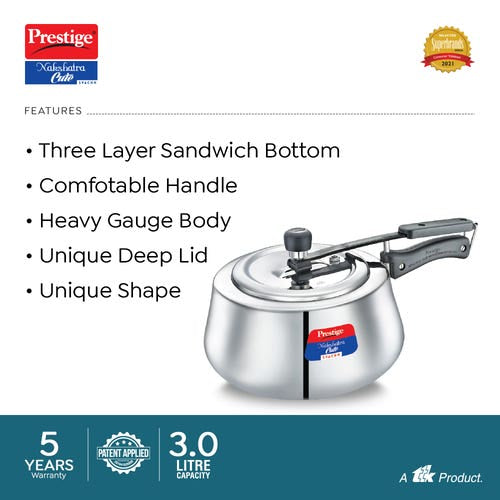 Prestige Nakshatra Cute Svachh Stainless Steel Spillage Control Pressure Cooker (Silver)