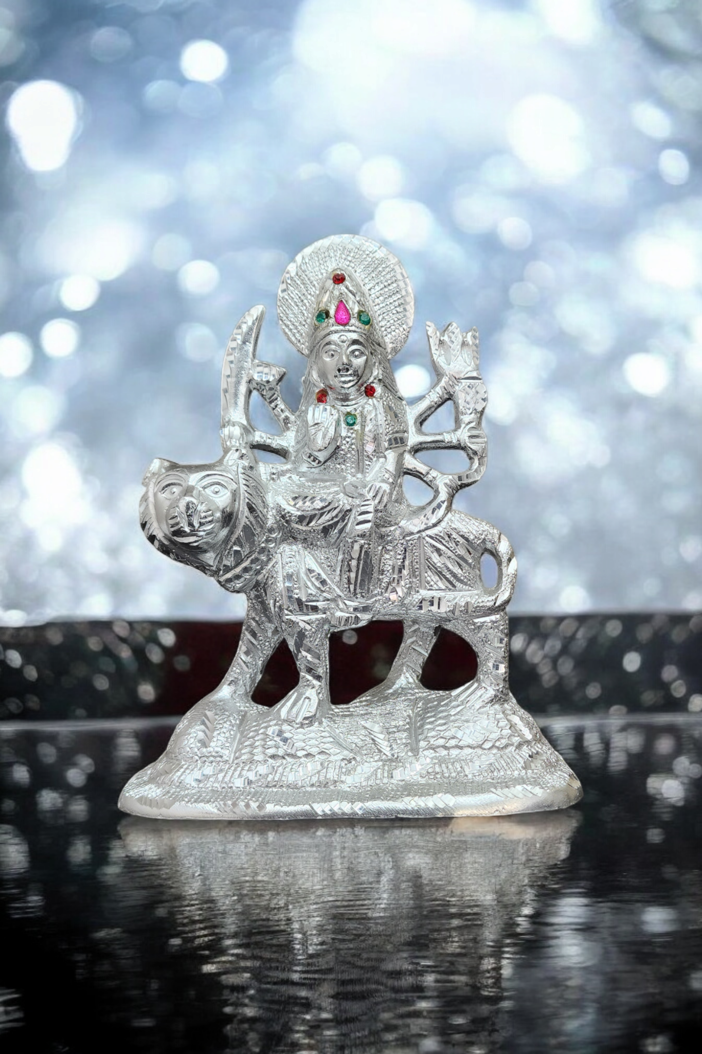 Maa Durga White Metal Murti