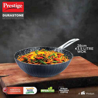 Prestige Durastone Hard Anodised 6 Layer Non-Stick Wok (38096)