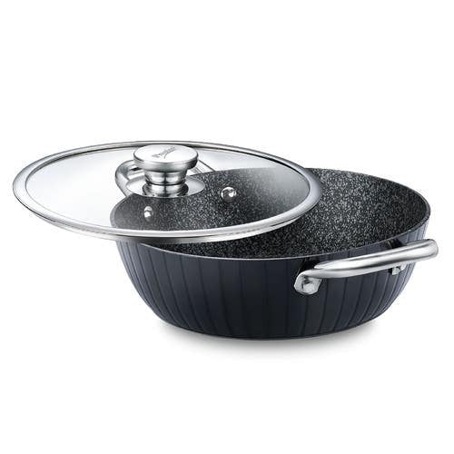 Prestige Durastone Hard Anodised 6 Layer Non-Stick Kadai with Glass Lid (37578)