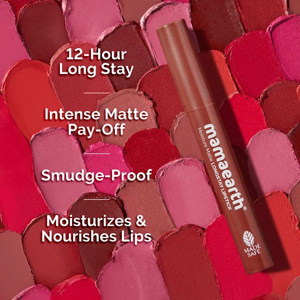 Mamaearth Moisture Matte Longstay Lipstick - 2g | peach nude