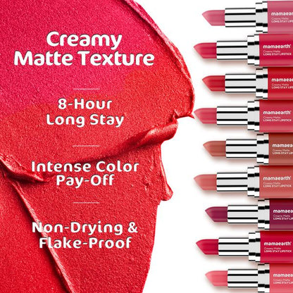 Mamaearth Creamy Matte Long Stay Lipstick with Murumuru Butter and Vitamin E - 4.2g | Mauve Bloom