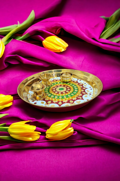 Dhevu Meenakari Pooja thali set metal