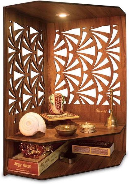 Wooden Pooja Stand Mandir for Home for Office (H- 17, L- 10, W-15 Inch)