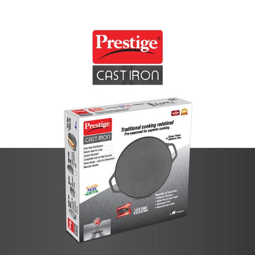 Prestige Cast Iron Scratch Resistant Round Base Dosa Tawa, (30557)