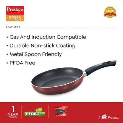 Prestige Omega Deluxe Aluminium Induction Base Non-Stick Fry Pan (Red) 36772