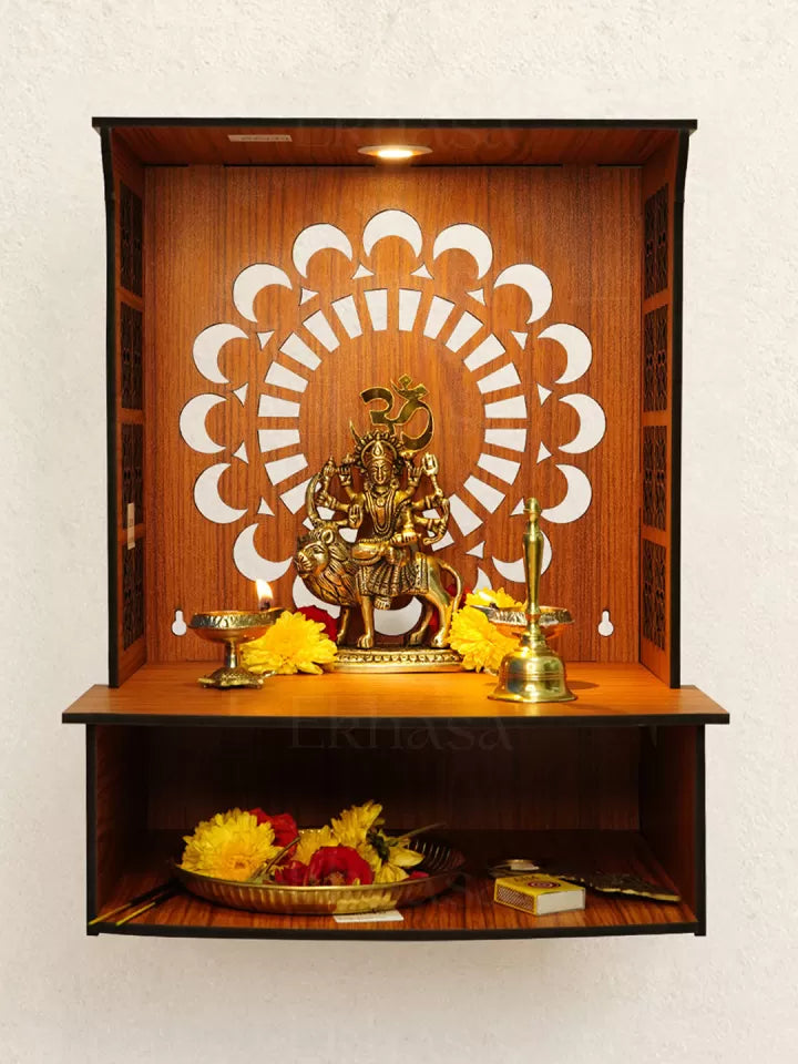 Light Brown Wooden Pooja Temple