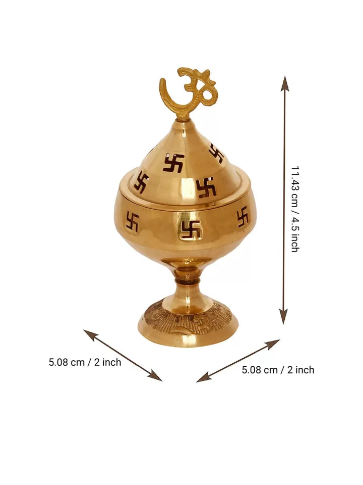 Gold-Toned Om and Swastik Brass Diya