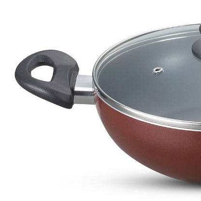 Prestige Omega Aluminium Non-Stick Essentials Kadai Dia with Glass Lid (36738