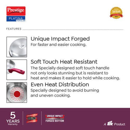 Prestige Platina Popular Stainless Steel Unique Impact Forged Bottom Fry Pan (36878)